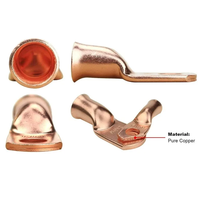 Copper Wire Lug Terminal Connectors Eyelets Tubular Ring Cable Lugs Ends Wire Connectors Bare Copper Crimp Terminal Connector