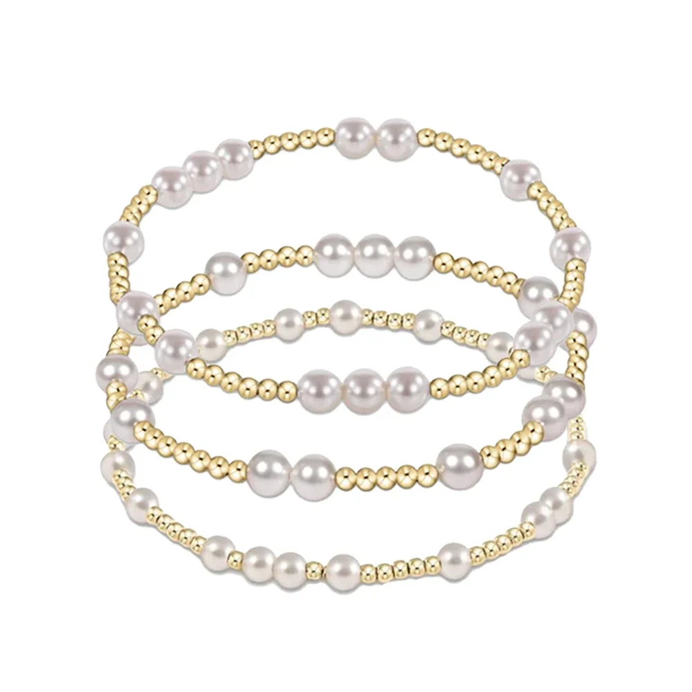 CCGOOD 18K Gold Pearl Bracelet Stackable Adjustable Jewelry for Women Everyday Elegant Gift Boho Dainty Beads Hypoallergenic