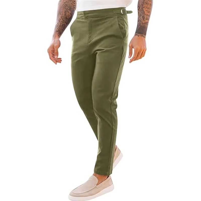 Men's Elastic Casual Trendy Simple Basic Daily Straight Suit Blazers Male New Fashion Formal Business Slim Pants Bottom Clothes