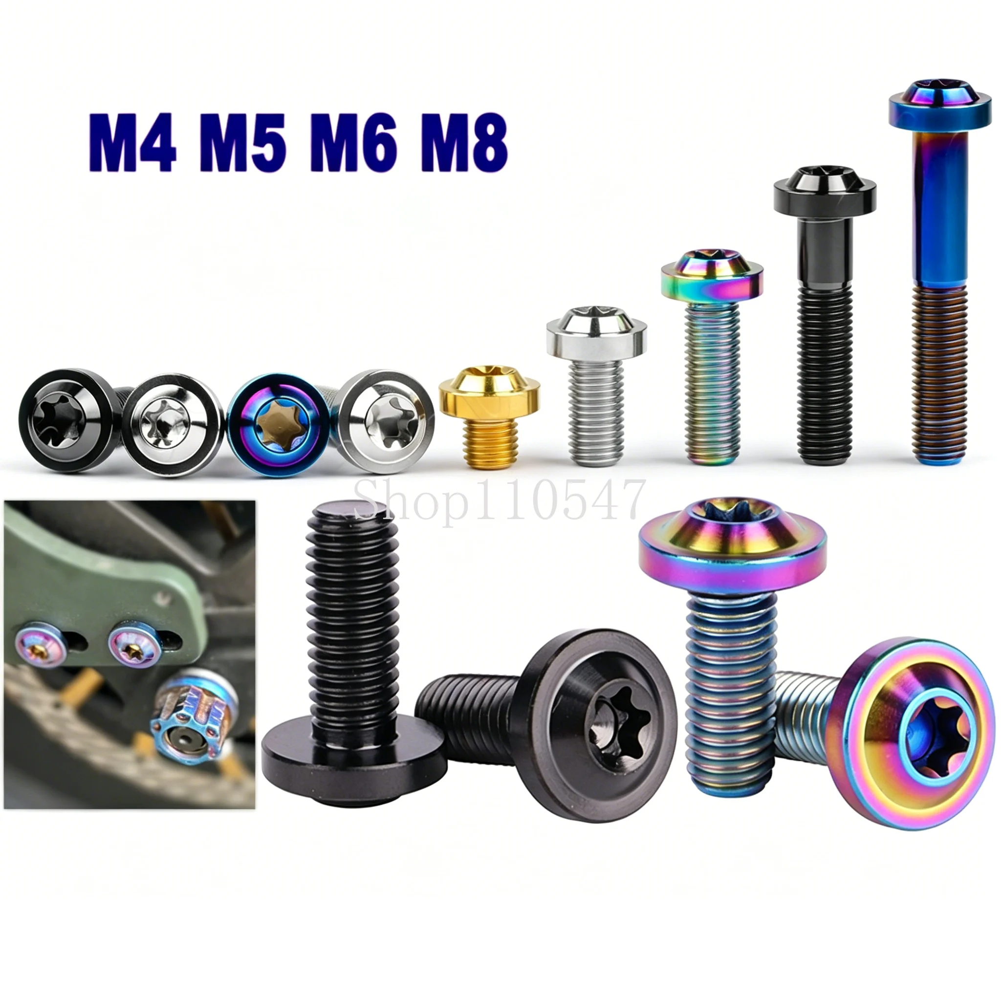 1x Titanium Ti Bolt M4 M5 M6 M8 Length10/15/20/25/30/35/40/45/50/55/60mm Truss Head Torx Screw For Part Modification Fasteners