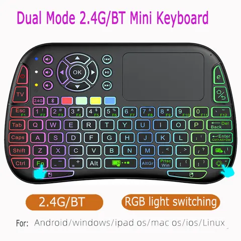 Mini clavier sans fil double Mode 2.4G BT, Assistant vocal, télécommande rétroéclairée pour Android TV Box Stick PC, pavé de projecteur