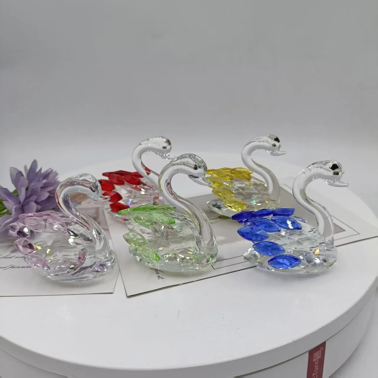 1pcCrystal Swan Ornament, Couple Wedding Gift, Creative Home Decoration for Living Room, 5 Colors Available