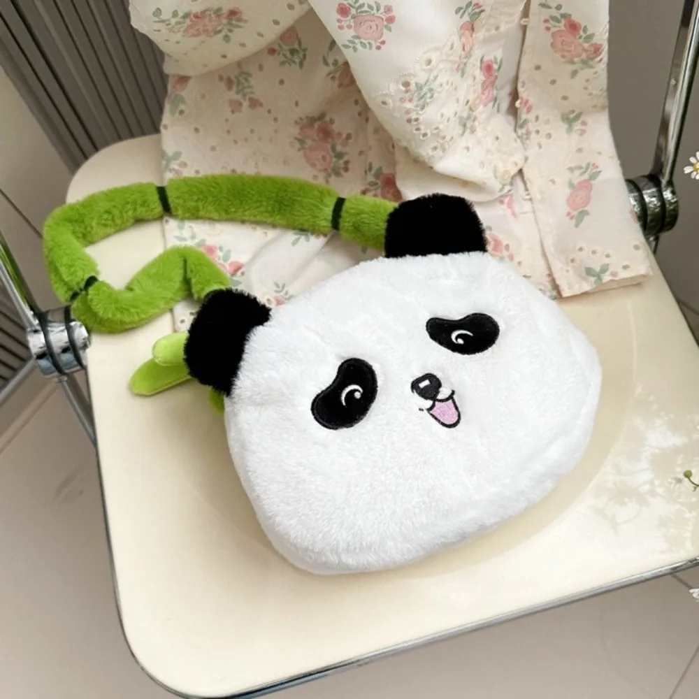 Mode Cartoon Pluche Panda Tas Schattige Groene Band Dier Schoudertas Speelgoed Grote Capaciteit Zachte Pop Handtas Werk