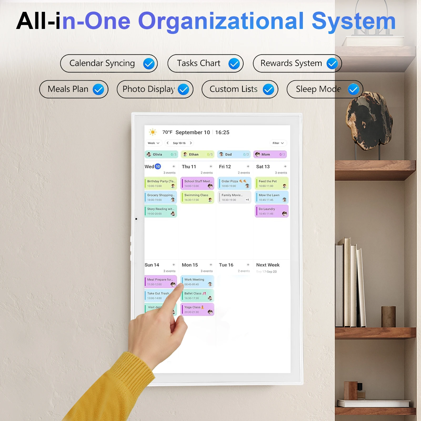 21.5Inch Smart Digital Calendar with Interactive Touchscreen Display Wall & Desk Mountable Gift for Mom Dad