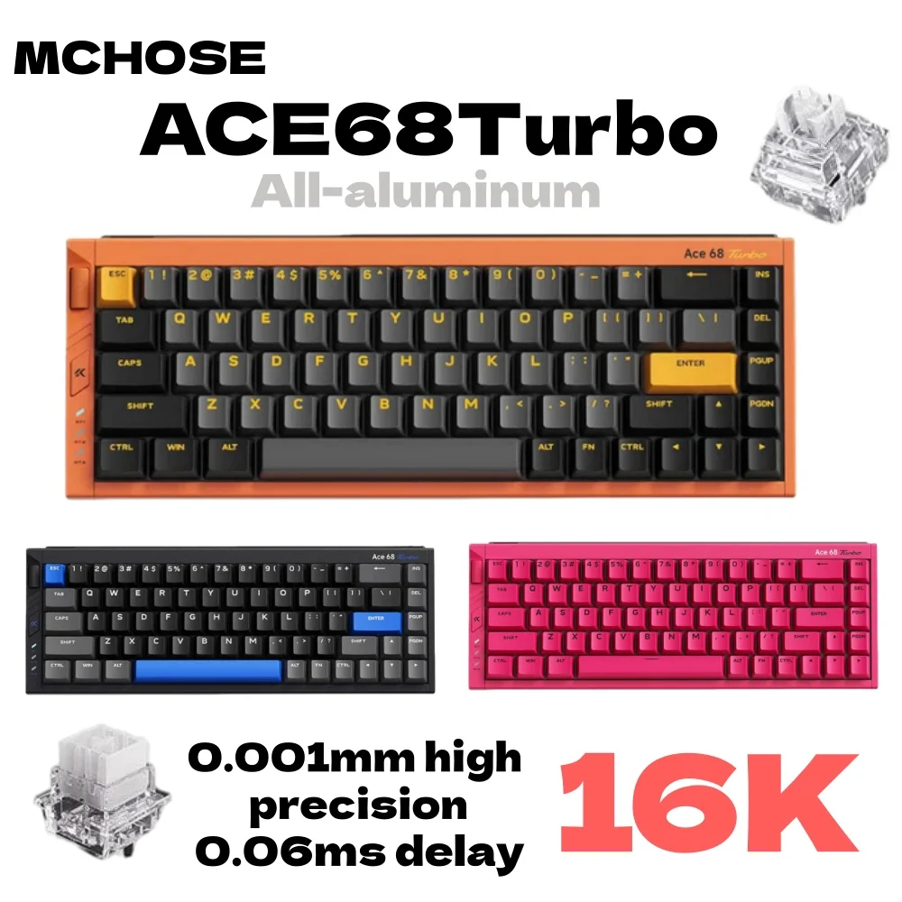 MCHOSE Ace68 Turbo 16k clavier à interrupteur magnétique en alliage d'aluminium 0.001mm clavier e-sports ergonomie claviers de joueur à faible retard