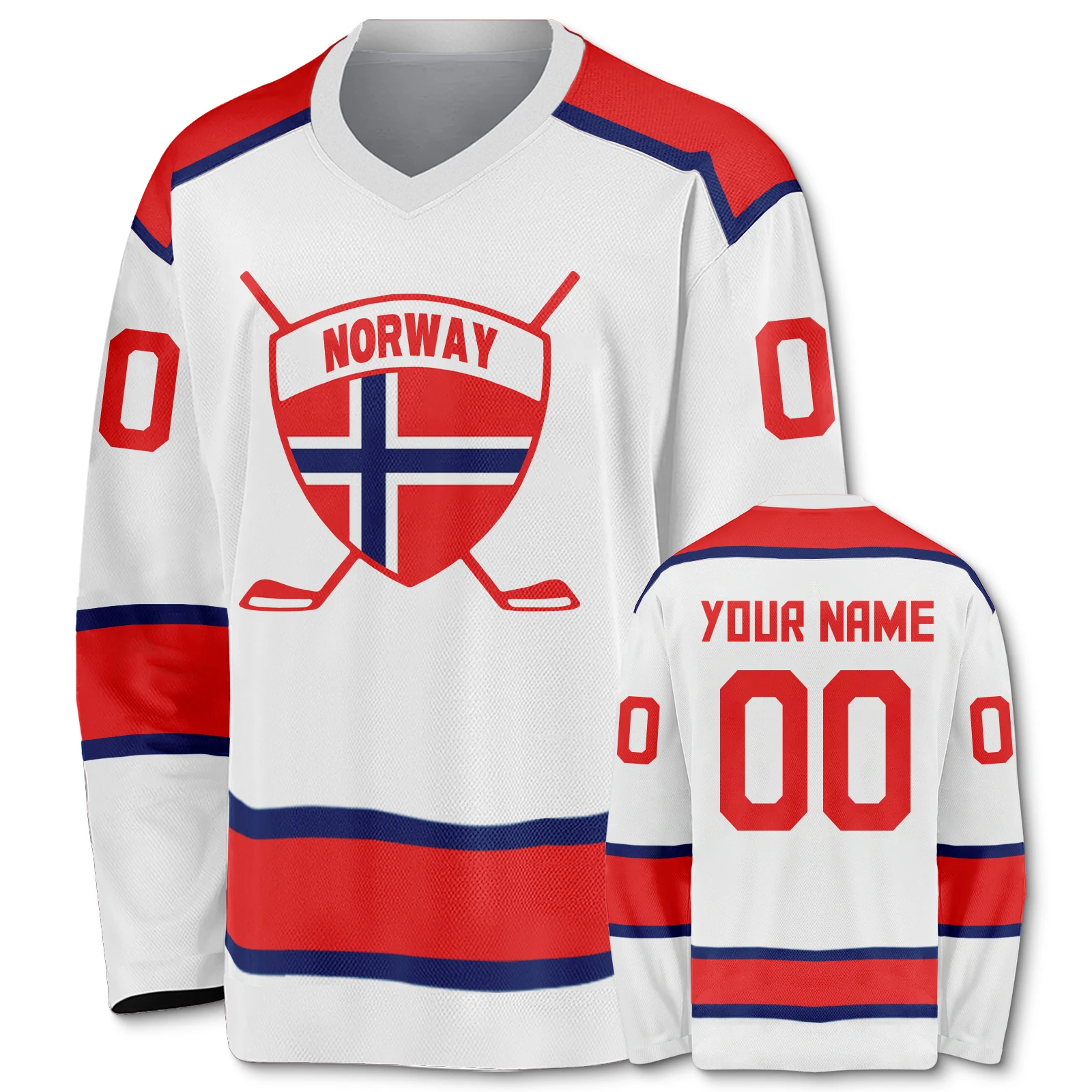 

Norway Personalized Ice Hockey Jersey Printed Custom Name Number Ice Hockey Shirt Men Women Youth Kids Norwegian Team Fan Gear