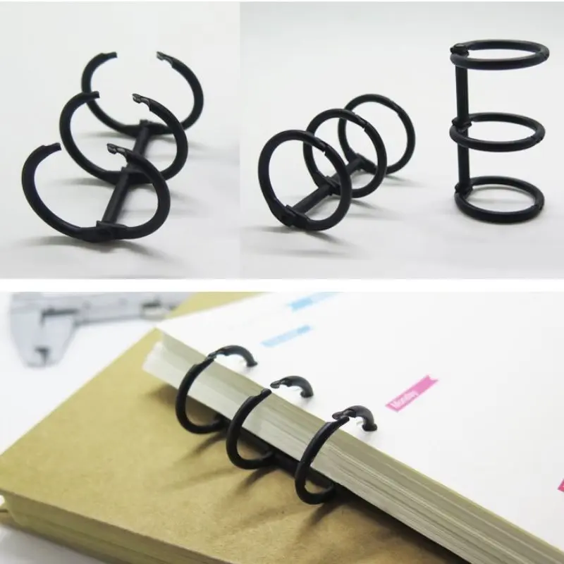 2Pcs Ring Binder Clips Detachable Buckle Loose-leaf Binder 3 Rings Metal Binding Clips Office School Supplies