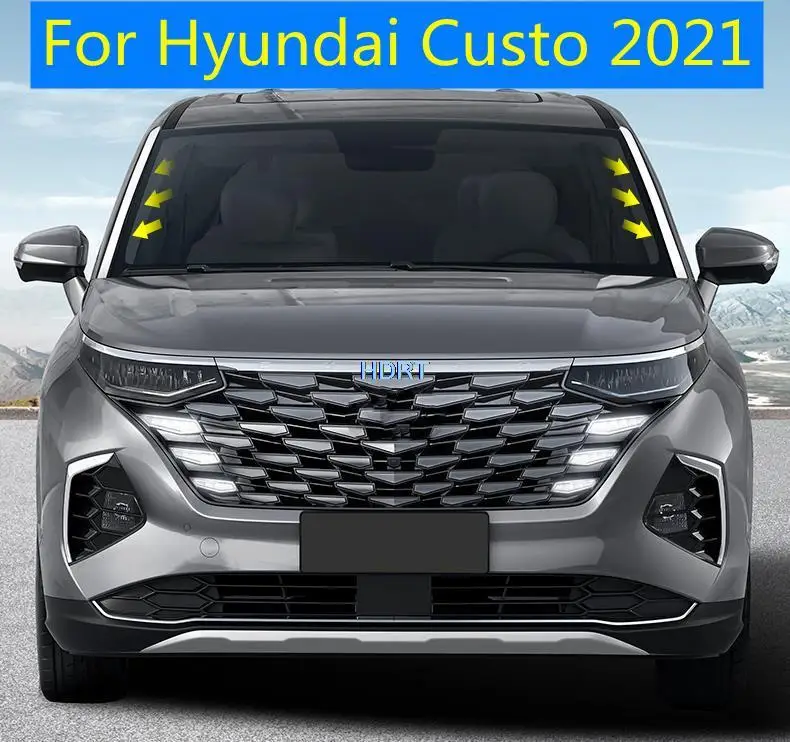 

Аксессуары для Hyundai Custo 2021 автомобильный Стайлинг 2 шт. нержавеющая сталь переднее лобовое стекло Отделка полоса крышка стекла литье наклейки