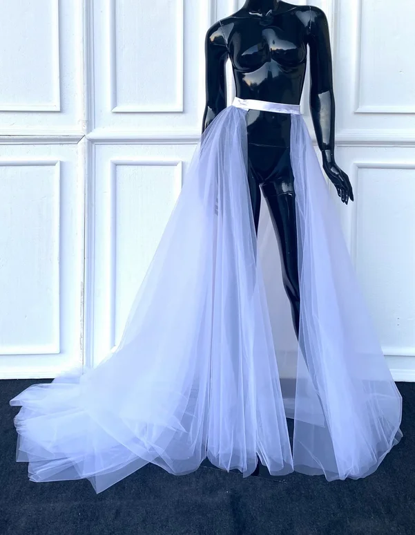 4 layer Tulle skirt with train / detachable wedding dress / detachable pure wedding dress / Tulle long skirt with train