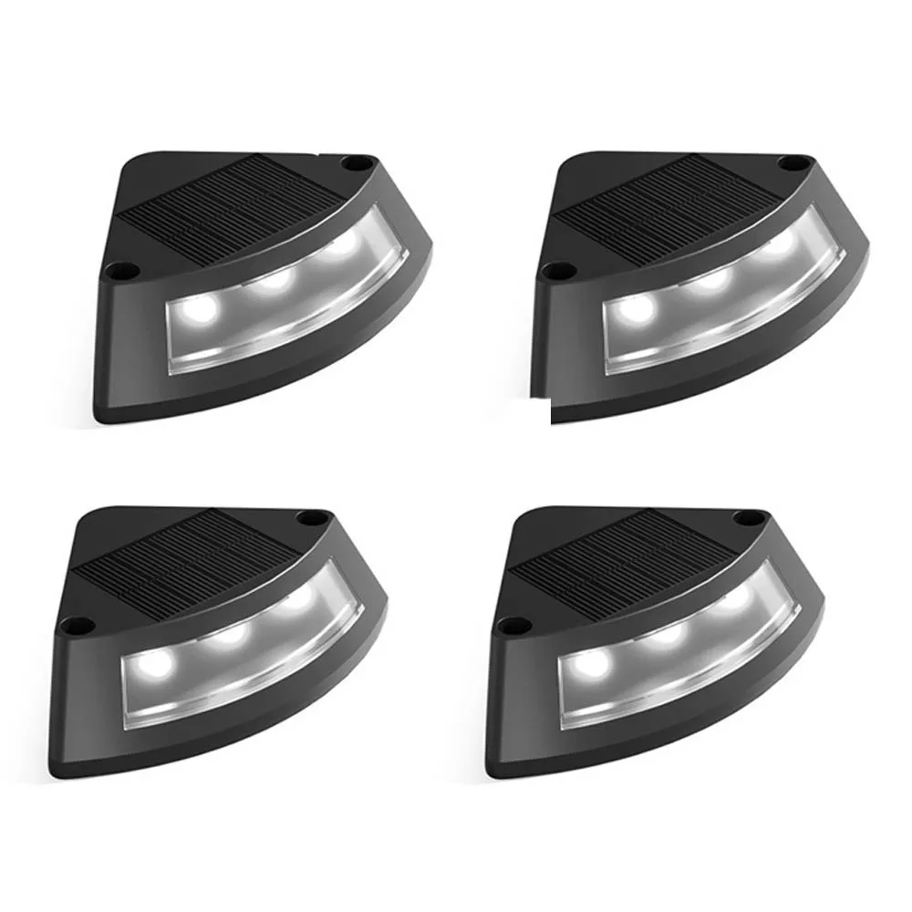 

4pcs Waterproof Solar Step Lights Warm /White Light Auto Switch Stair Lighting Easy To Use Solar Powered Garden Walkway Light