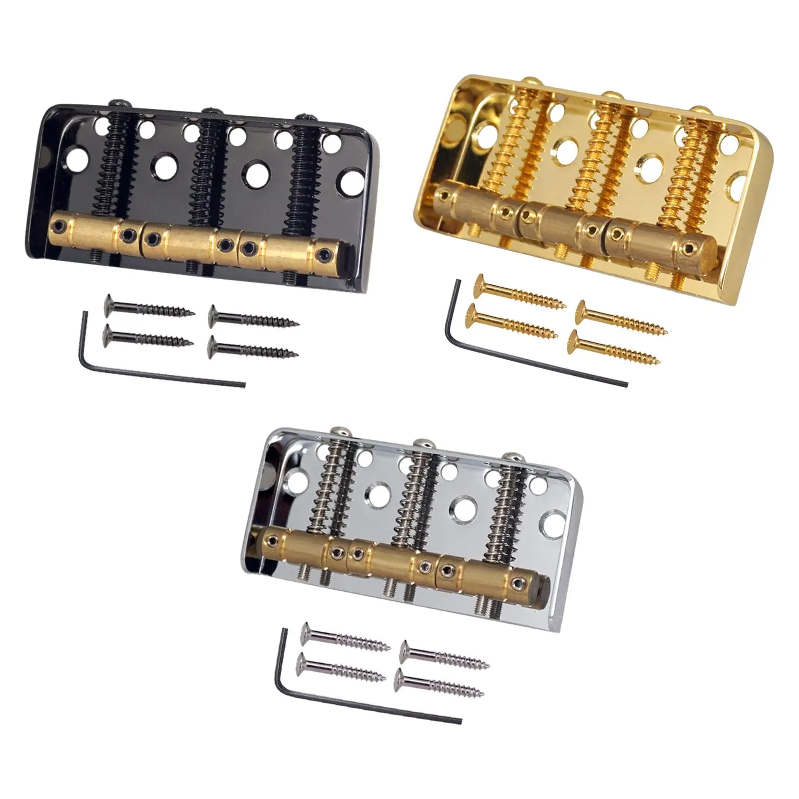 Guitar Bridge Assembly for Electric Instruments, Fixed Design with Brass Saddles