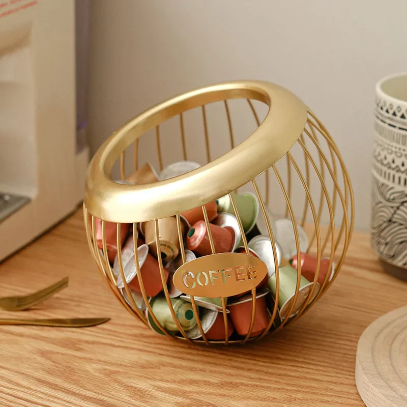 DSA iron fruit basket, coffee capsule storage basket, desktop decoration, tea table, snacks, dried fruits, fruits, and candy