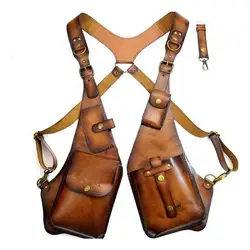 Sling Bag Anti-Theft Harness Bag Wallet Smooth Faux Leather Adjustable Strap Rivet Decor Underarm Double Shoulder Bag 스트랩 백