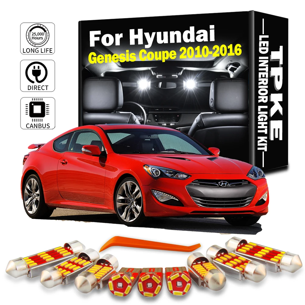 

TPKE Canbus Error Free Car Bulbs Interior LED Lights Kit For Hyundai Genesis Coupe 2010 2011 2012 2013-2016 Map Dome Trunk Lamp