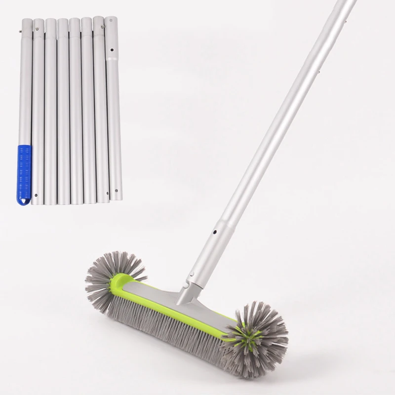 

17.5Inch Heavy Duty Aluminum Pool Brush Head With Corner Cleaning Brush Easy To Install For Pool Wall Steps Corner Cleaning