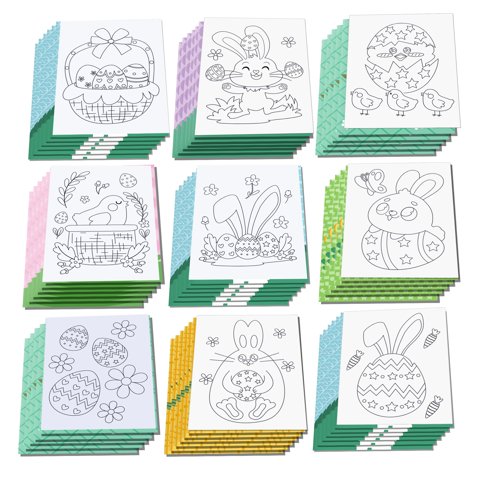 12pcs Happy Easter Day Cartoon Rabbit Easter Egg Graffiti Drawing Painting Books DIY Coloring Picture Book Birthday Party Gifts