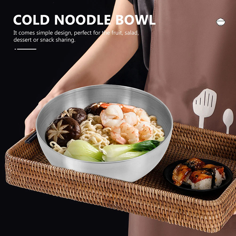 2 Pcs Stainless Steel Salad Bowl Nesting Bowls Korean Silver Kitchen Dressing Containers Mixing Spaghetti