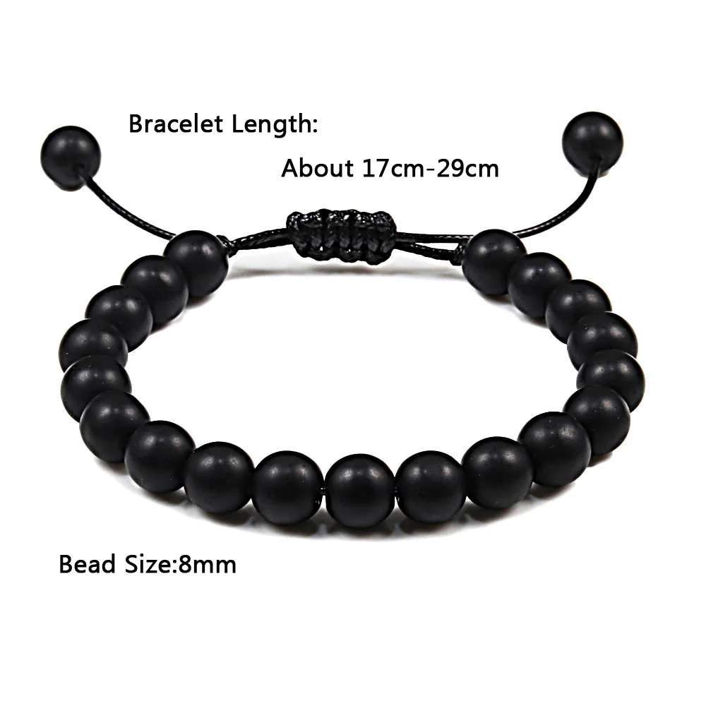 8mm Natural Tiger Eye Beaded Bracelet For Men Personalized Volcanic Stone Howlite Onyx Adjustable Chain Couple Women Wristlet