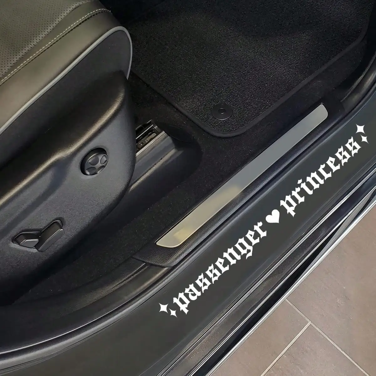 Passenger Princess Car Sticker, Cute Gothic Vinyl Decal for Door Sill, Window, Aesthetic Car Accessories for Girls