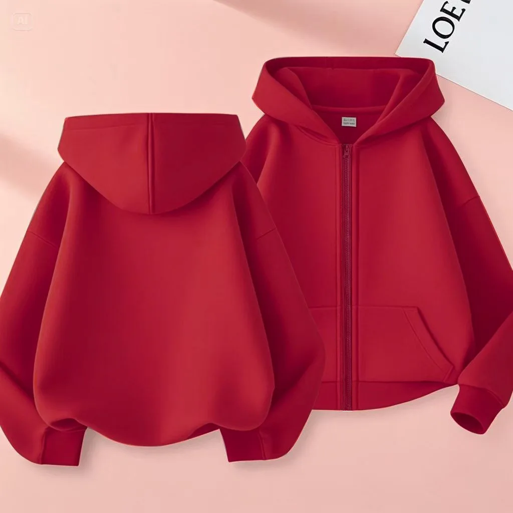 Kindermode, Kleidung im Reißverschluss-Stil, Jungen- und Mädchen-Kapuzenpullover, Oberteile für Frühling und Herbst, Freizeit-Sweatshirt, Kleidung für Kleinkinder, 3–12 Jahre, rot-schwarzer Mantel. – Detail 3