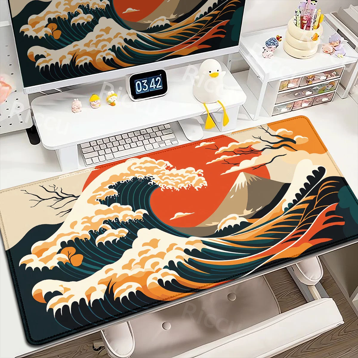 

Japan Great Wave Keyboard Deskmat Large Mouse Pad Art Mause Pad XXL Computer Gamer Keyboard Non-slip Mice Pad Gaming Accessories