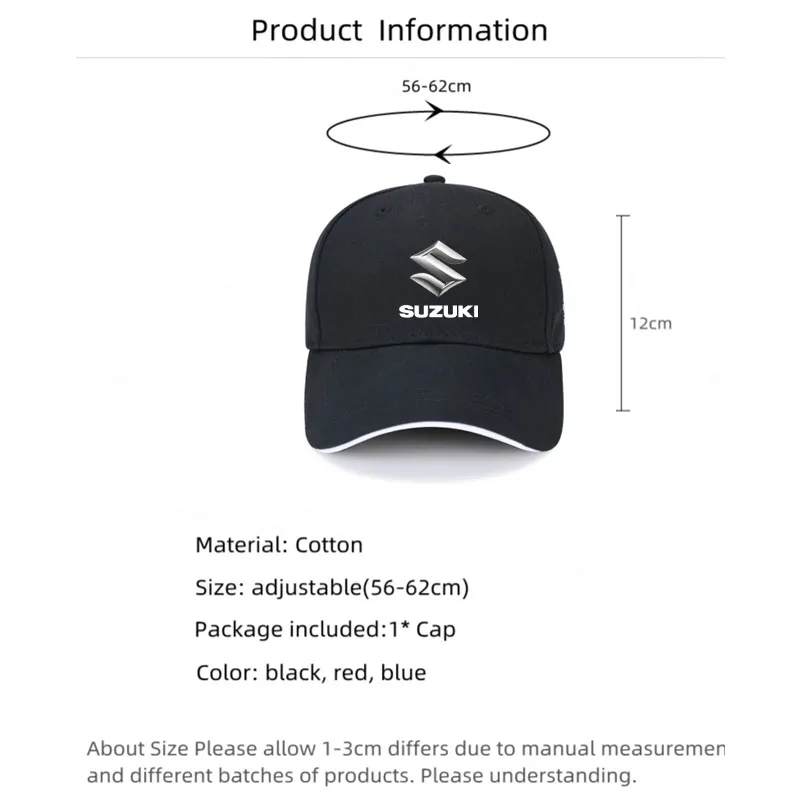 Solid Spring Summer Cap Baseball Cap Fashion Hats Outdoor Vintag Visor Casual Cap for Suzuki S-Cross SX4 Swift XL-7 Accessorie