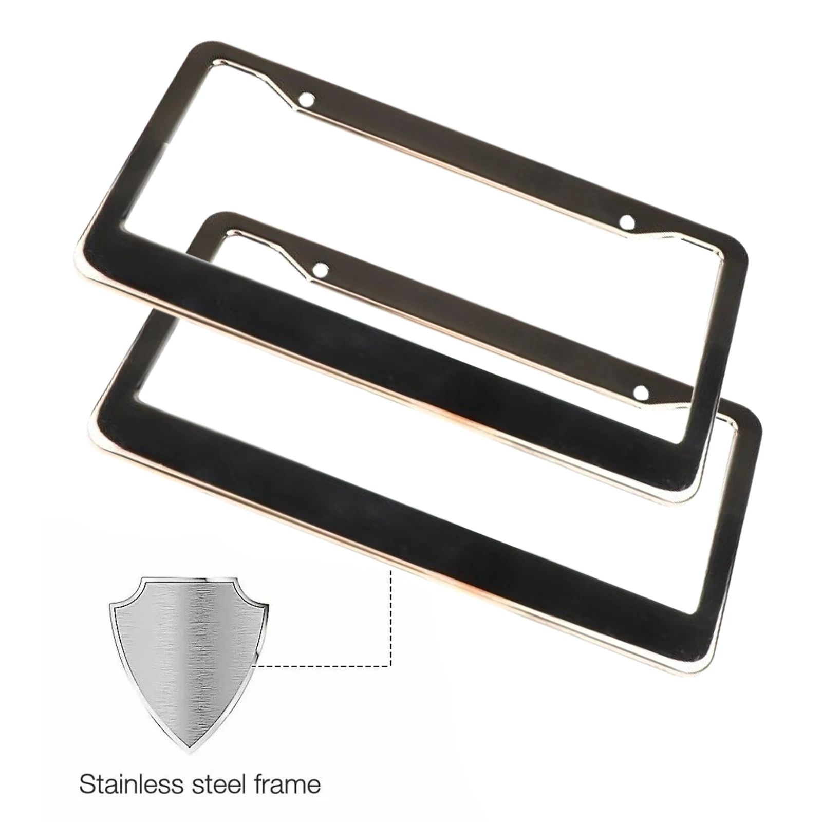 2Pcs For US Model Car License Plate Frame Tag Cover Stainless Steel Nubmer Plate Holder Bracket With Screw Caps Auto Accessories