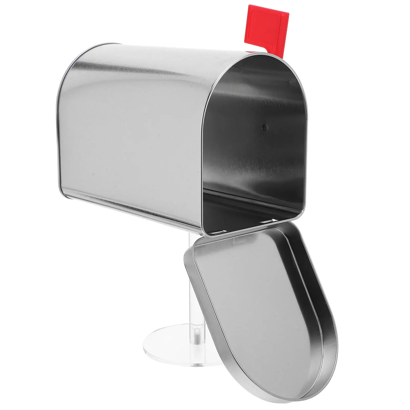 Tiny Waterproof Iron Mailbox Silver Outdoor Mounted Post Box for Lawn Micro Landscape Apartment Suggestion Tip