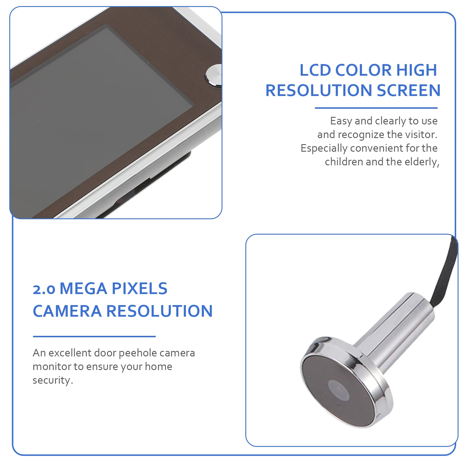 

3.5 Inch Digital Viewer Peephole Camera 120 Degree Wide Angle Lcd Monitor 2.0Mp High Resolution Home Security Easy Install No