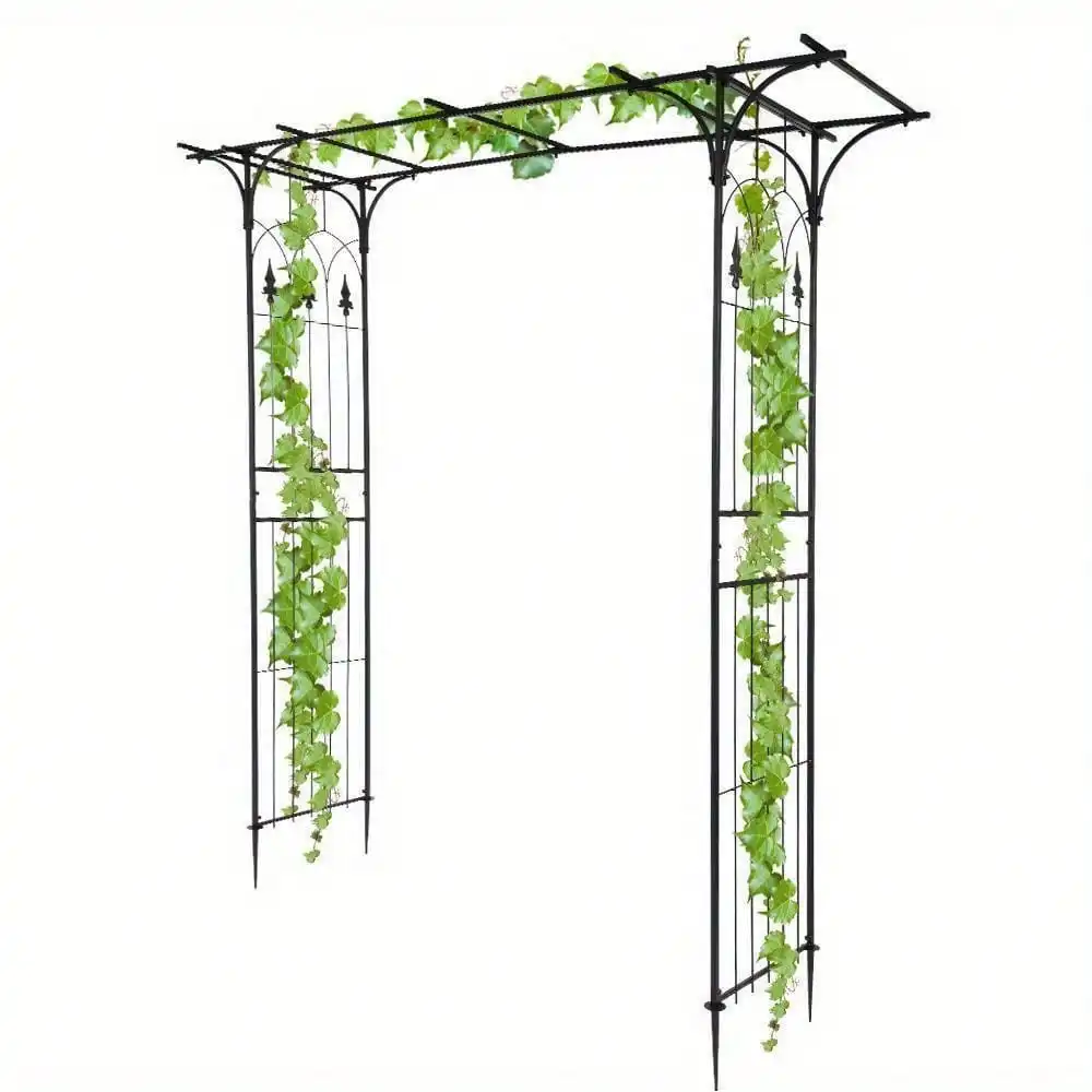 Metal Garden Archway Arch Plant Iron Frame Arbor Yard Decor Wedding Patio 80