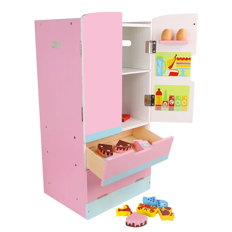 

wooden refrigerator play set toys for Kids Role play educational toys WFG005 High quality