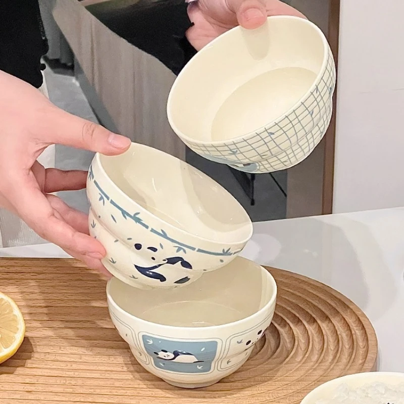 

Panda Ceramic Rice Bowl, 4.5 Inch Yogurt Bowl, Cute Personal Home Use New High-value Tableware Set