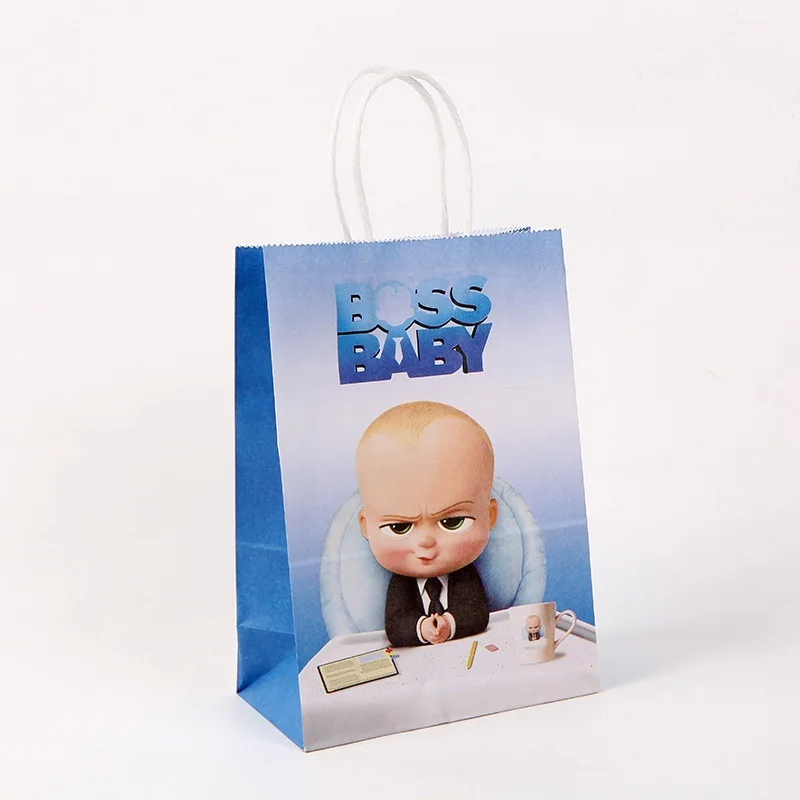 6pcs Baby Gift Bags Bossed Party Decor Supplies Gift Holders Decoration Box Children Birthday Portable Packaging Kraft Paper Bag