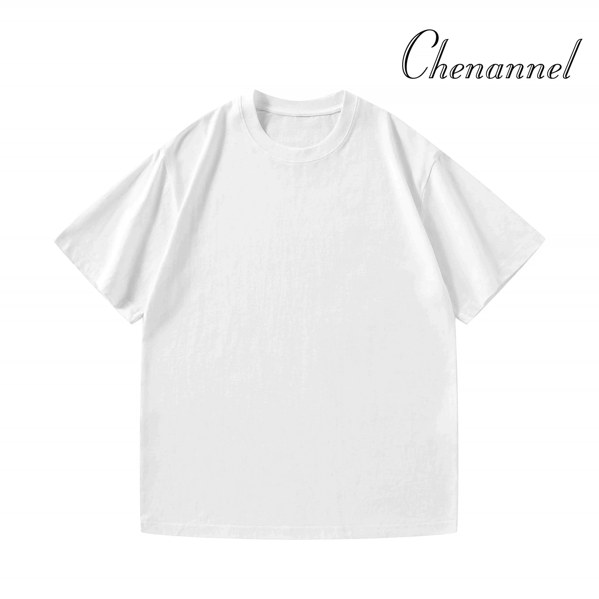 طقم مكون من سبع قطع 180 جرام من القطن الخالص الثقيل بأكمام قصيرة تي شيرت للرجال صيفي فضفاض أبيض بلون سادة #3