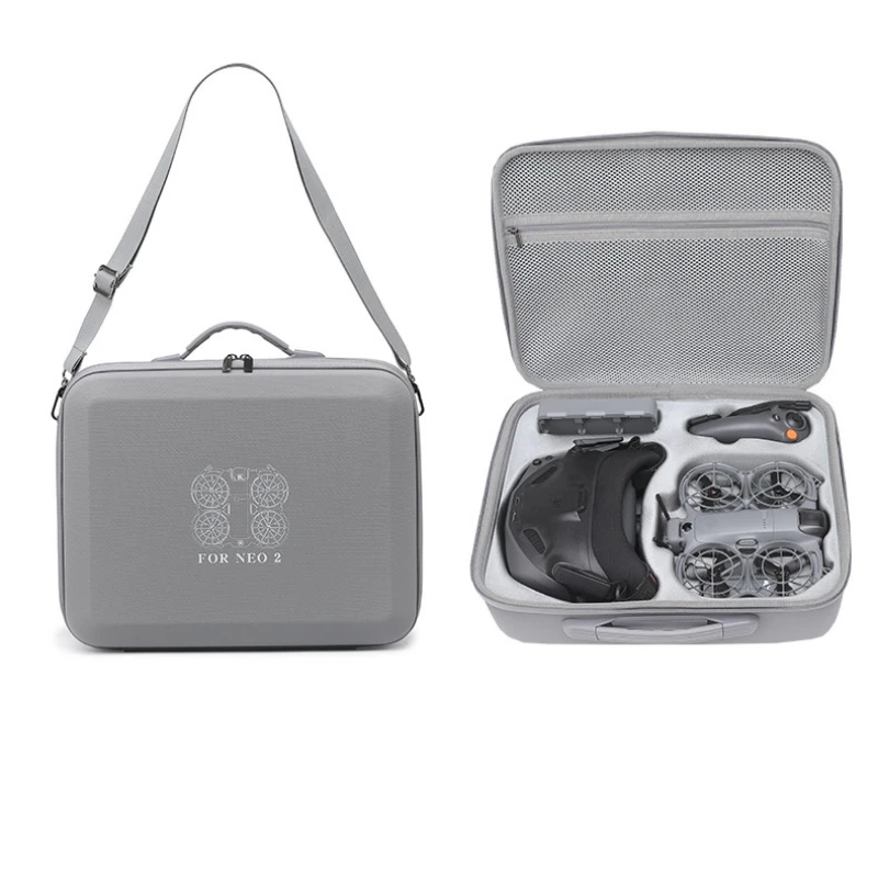 حقيبة يد ذات سعة عالية لـ DJI NEO 2 حقيبة تخزين يمكن تخزين نظارات N3 صندوق حقيبة كتف مع حزام حماية قشرة صلبة