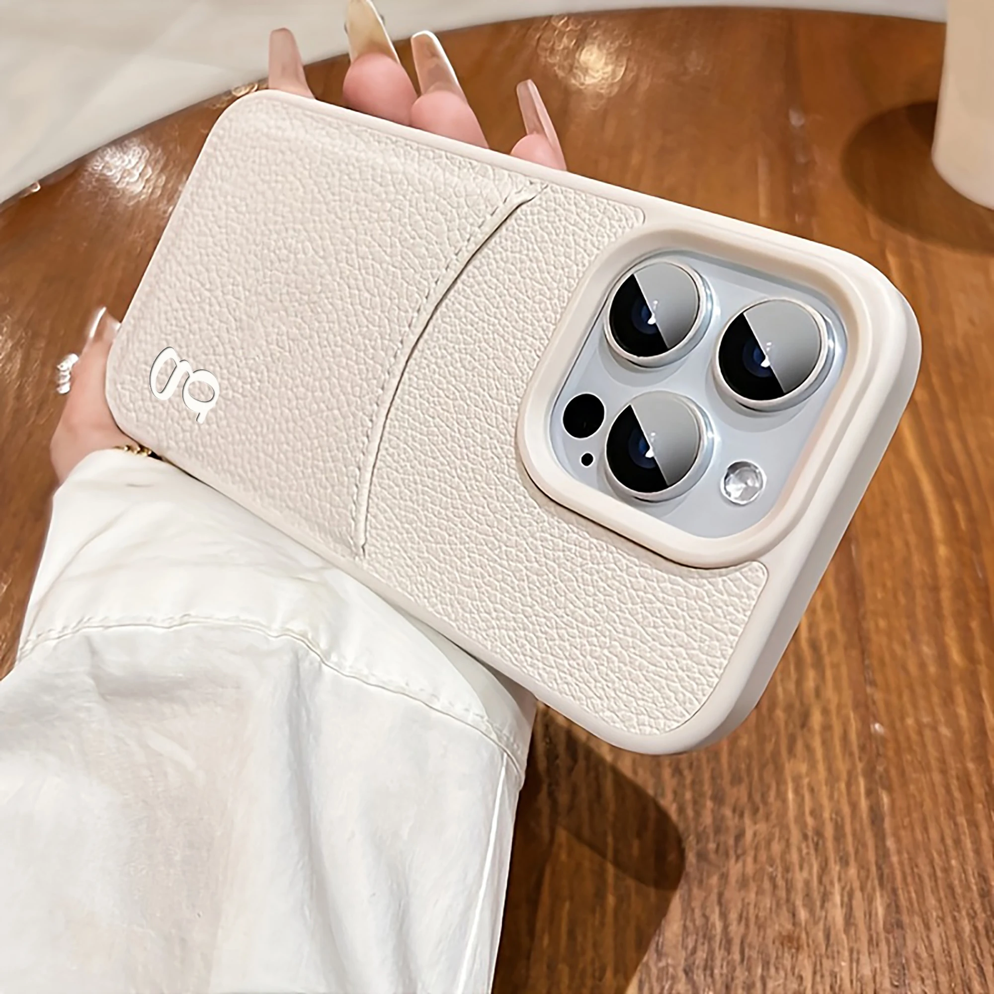 Nome personalizado caso de cartão de inserção inicial para iphone 16 15 14 13 12 pro max plus folha quente carimbo litchi estampado caso de couro falso