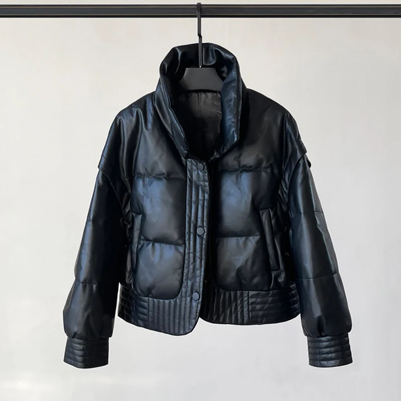 Women's Genuine Leather Down Jacket Fashion Detachable Sleeves Female Sheepskin Vest 2025 Winter Warm White Down Duck Clothes