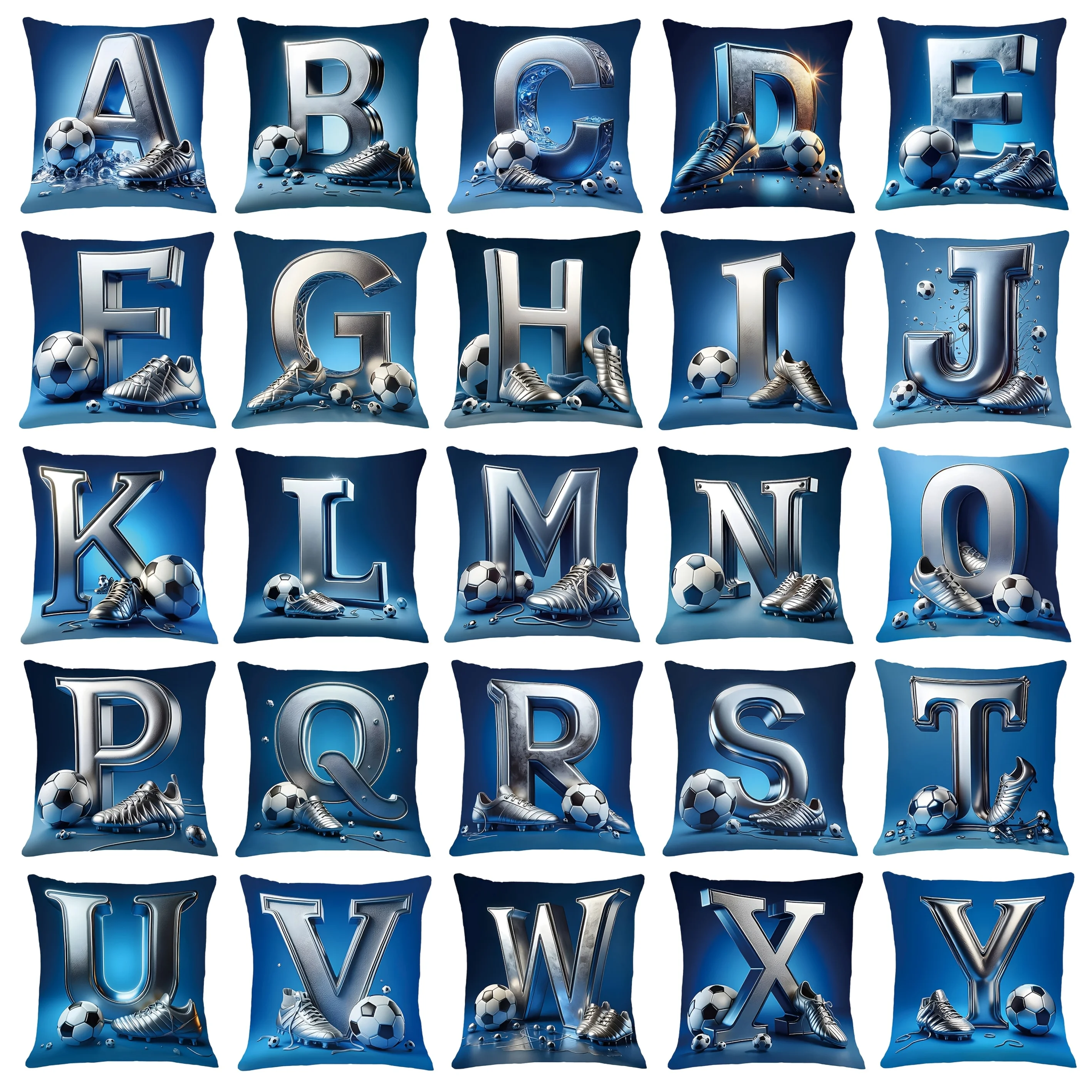 

Чехол для подушки с футбольным дизайном, 2D, двусторонний, из полиэстера, металлический, с футбольным декором, подарок для любителей футбола, 1 шт.