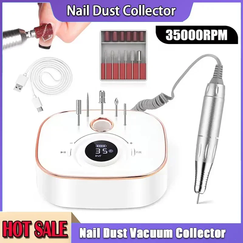 Set levigatrice per unghie per manicure con display a LED Trapano elettrico per manicure a basso rumore Accessori e strumenti per unghie 35000 giri/min