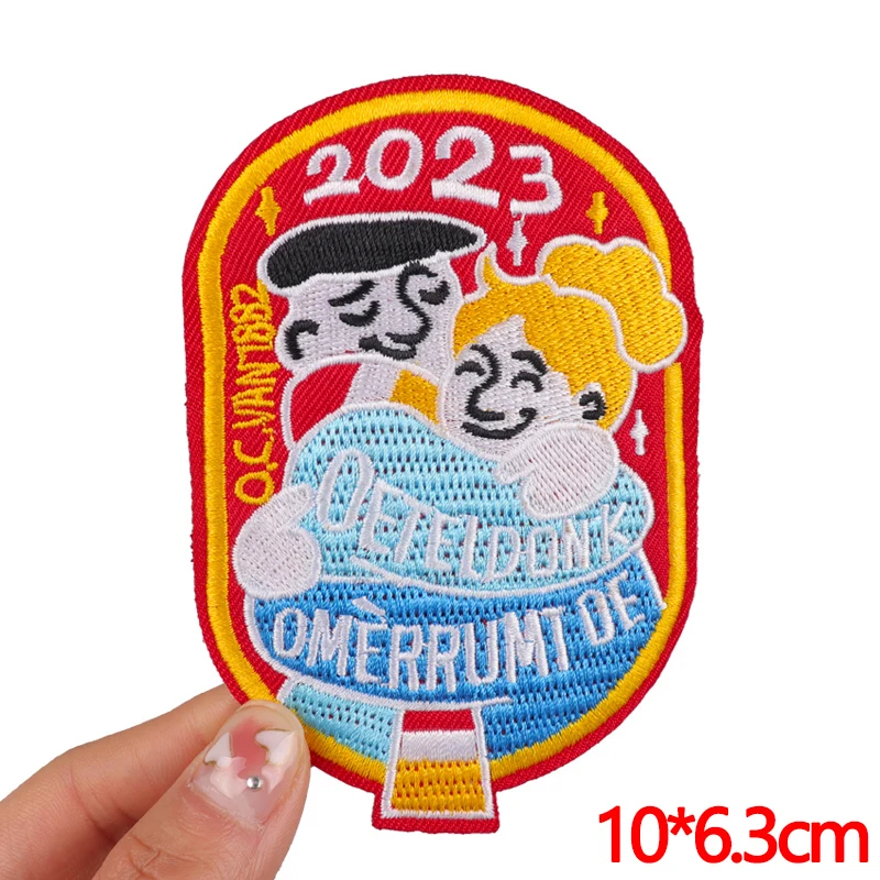 Oeteldonk embleem geborduurde patches DIY kikker patch carnaval voor Nederland patch ijzer op patches voor kleding naai patch badges