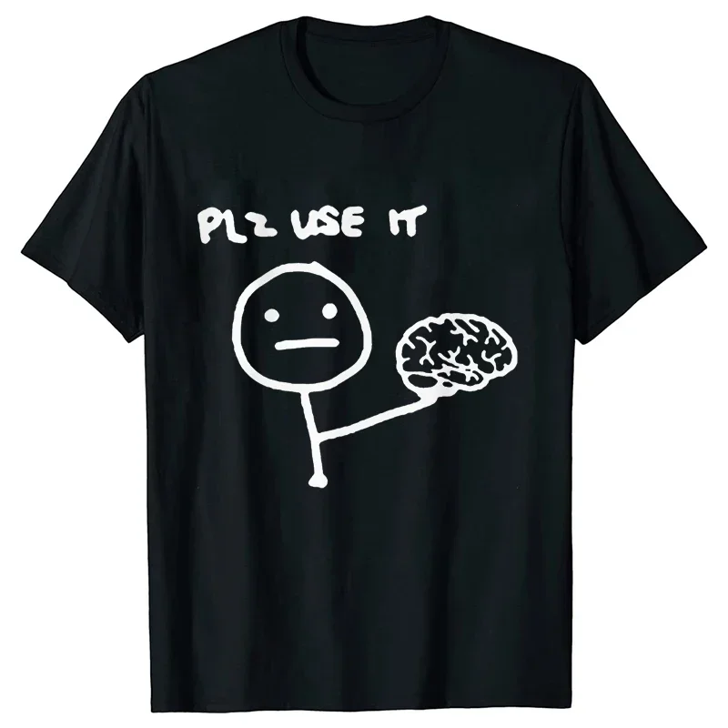 

Summer men take my Brain with funny pattern print 100% pure cotton short-sleeved Y2k streetwear T-shirt