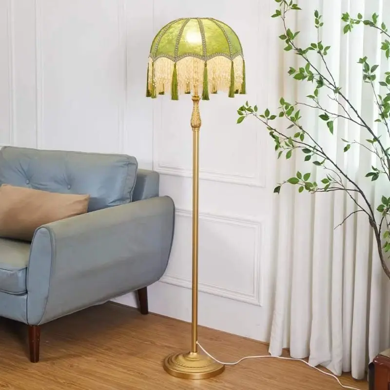 FRENCH Country Vintage Inspired Living Room Sofa Floor Lamp Antique Fringe Study Standing Lamp Home Decor Work Tool