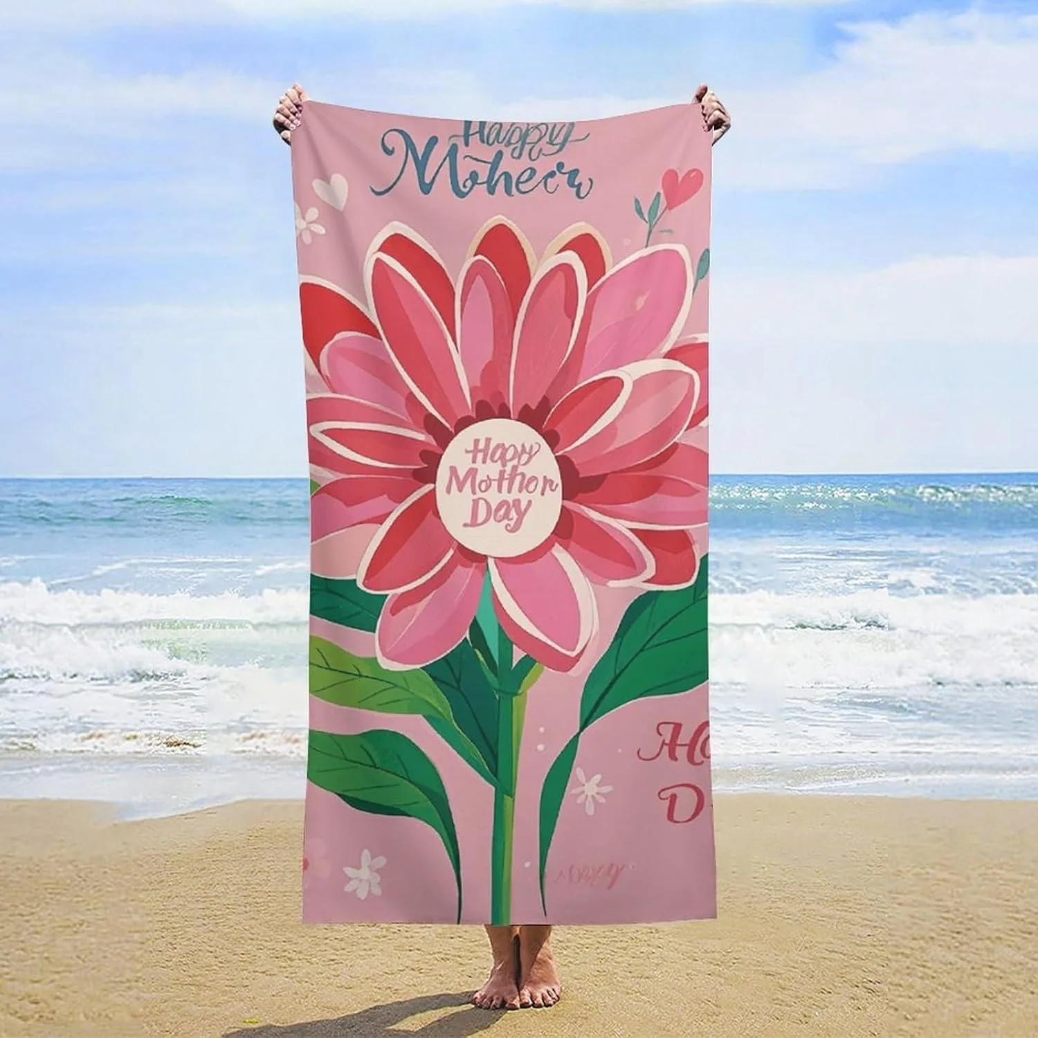 1PC Beach Towel Flowers pattern for Mom Festival gifts Towel Quick-Dry Beach Towel For Yoga Tourism Beach GYM Camping Swimming