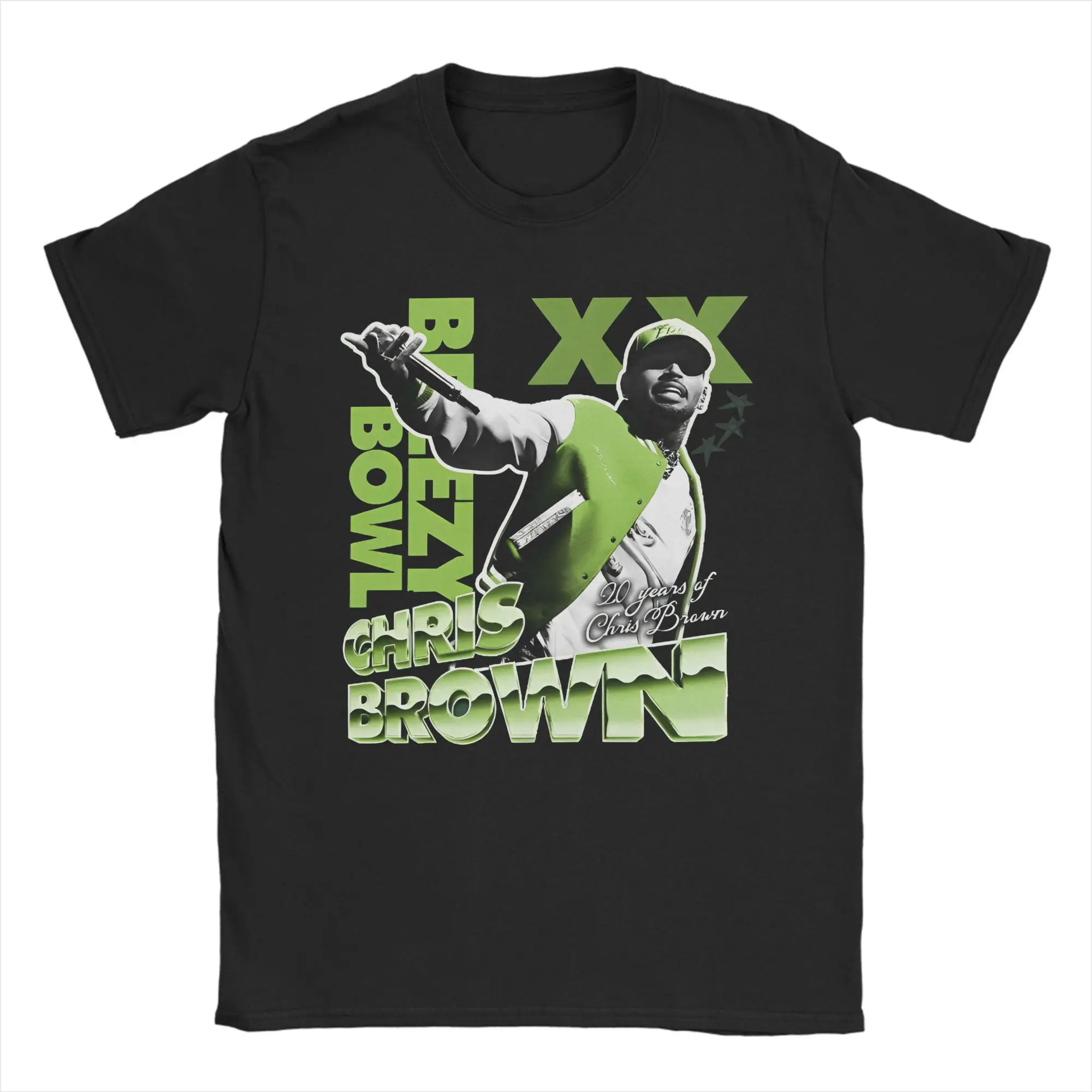 

Rapper Chris Brown Breezy Bowl XX Tour T Shirts Men's Pure Cotton Vintage T-Shirt Crewneck Tees Short Sleeve Clothing