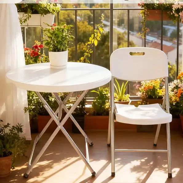 #Portable Plastic Garden Folding Chair with Metal Frame Plastic Seat, Suitable for Patio Backyard and Outdoor