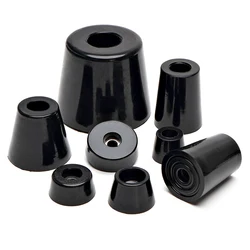 Anti Slip Furniture Feet Black Cabinets Beds Tables Chairs Conical Rubber Shock Absorbers Floor Protectors Furniture Accessories