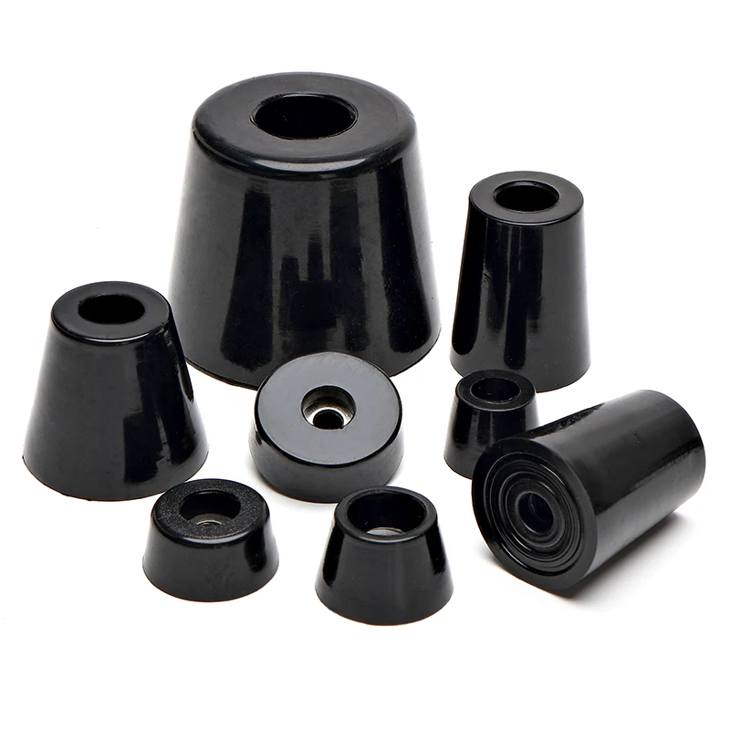 Anti Slip Furniture Feet Black Cabinets Beds Tables Chairs Conical Rubber Shock Absorbers Floor Protectors Furniture Accessories