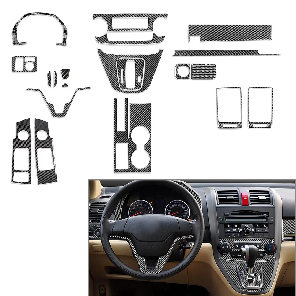 20 Pcs Carbon Fiber Car Full Set Interior Decoration Cover Accessories For Honda CR-V CRV 2007 2008 2009 2010 2011 LHD Only