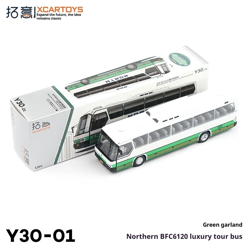 

XCARTOYS Miniature Alloy Model 1/64 Northern BFC6120 Tour Bus Green Color Play Vehicle Collectible Toy Non-Radio Controlled