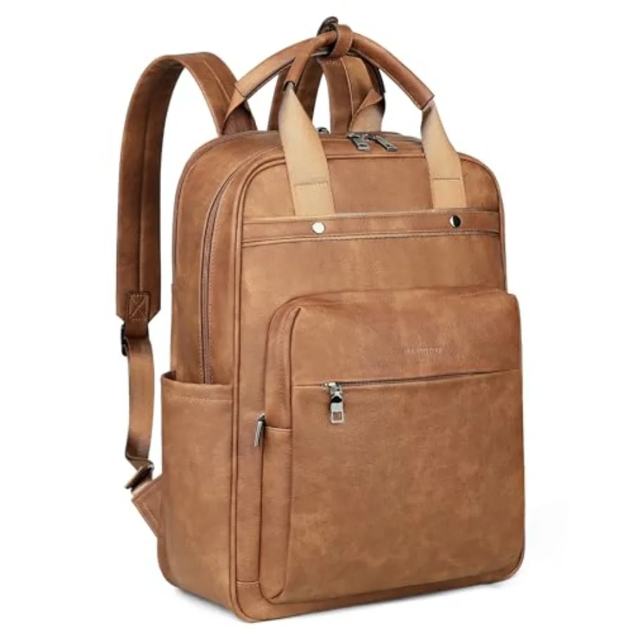 

Leather Laptop Backpack for Women, Stylish Computer Backpack College Business Work Shoulder Bags Work and Travel